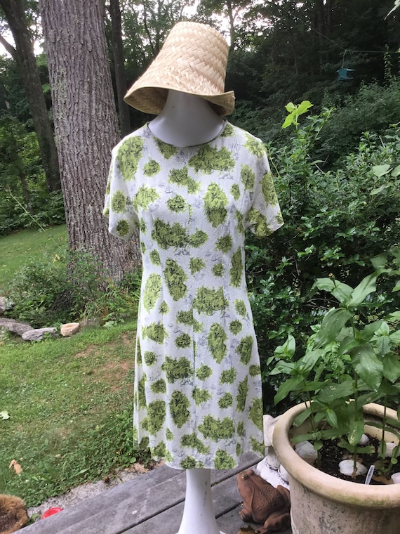 60's Wiggle Dress Novelty Print Silk crepe Dress B