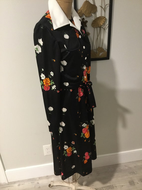 70's Leslie Fay Dress Black and White dress With … - image 3