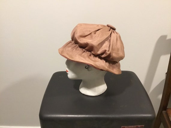 MOD Floppy Hat Pale Brown Chiffon Hat Taffeta Lik… - image 4