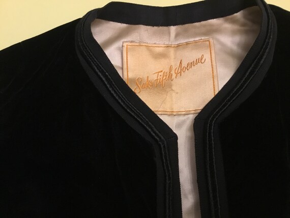 Black Velvet Jacket Saks Fifth Avenue Label Vinta… - image 5