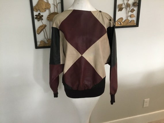 Leather Top Patchwork Leather Top Vintage Leather… - image 5