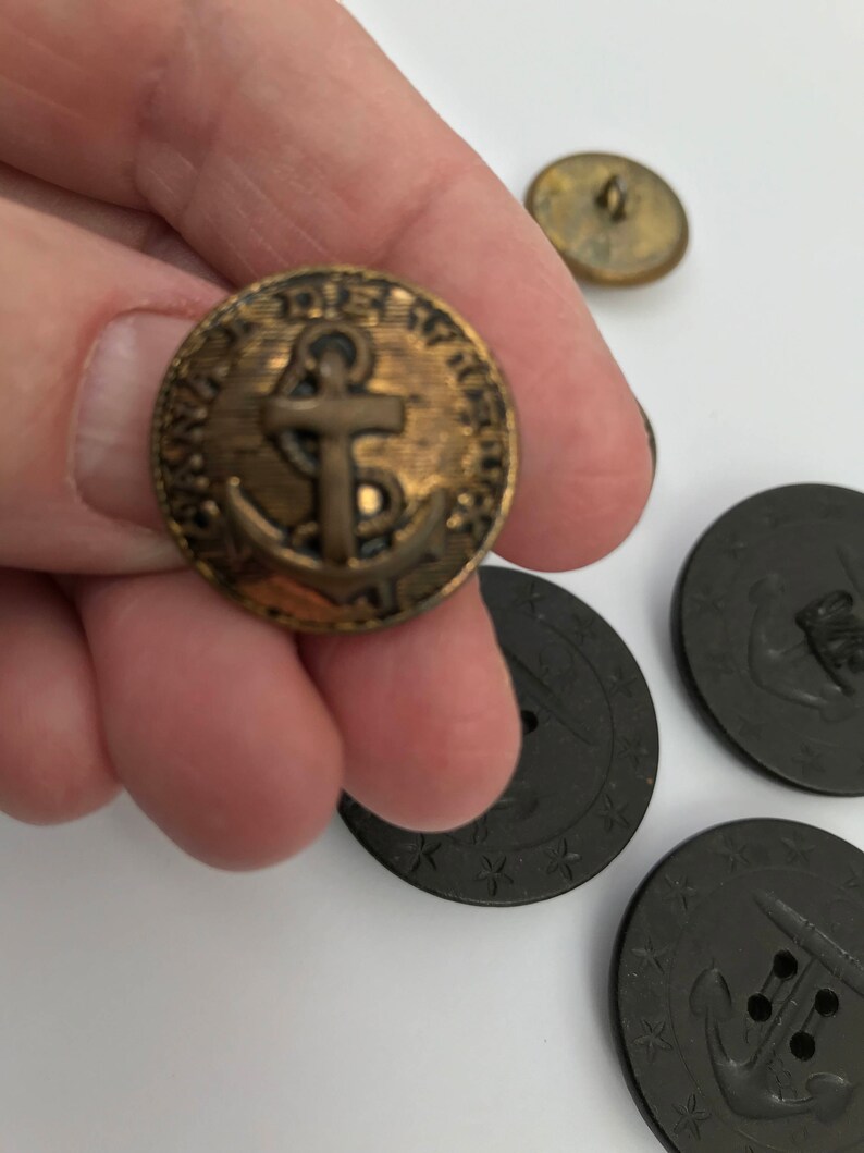 Vintage Buttons Navy Anchors Various Styles Puffy Eagle Civil Etsy