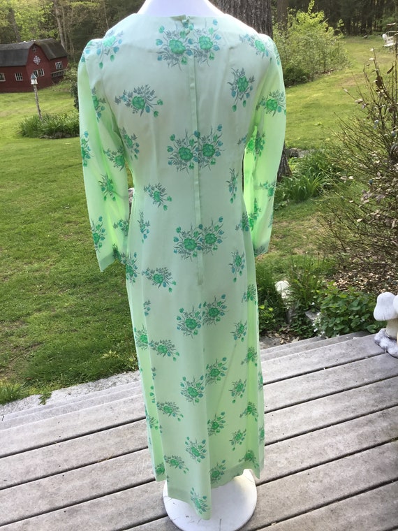 70's Maxi Dress Pale green silky crepe Dress Empi… - image 5