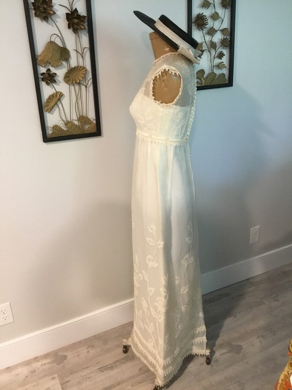 70's Gown Long Off White Dress Chiffon or Organza… - image 6