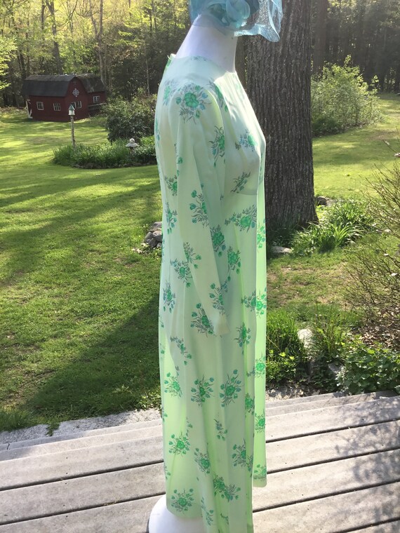 70's Maxi Dress Pale green silky crepe Dress Empi… - image 4