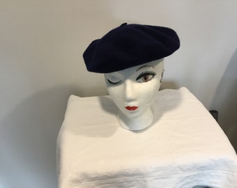 Blue Beret Betmar Label Vintage Wool Beret Made in Hong Kong Betmar Beret