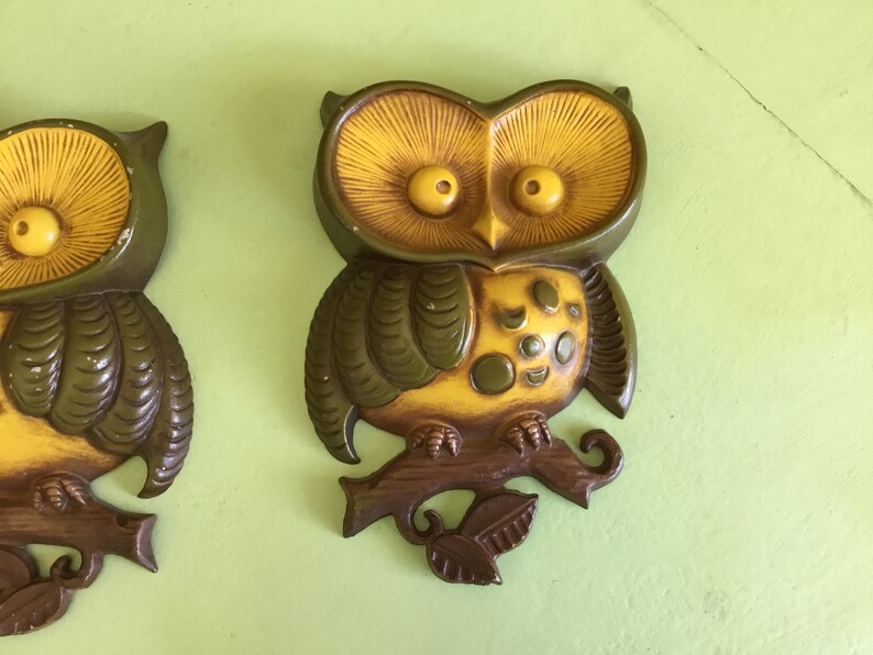 Vintage Owls by Sexton USA 1970 Metal Owl Wall Hangings Owl Etsy