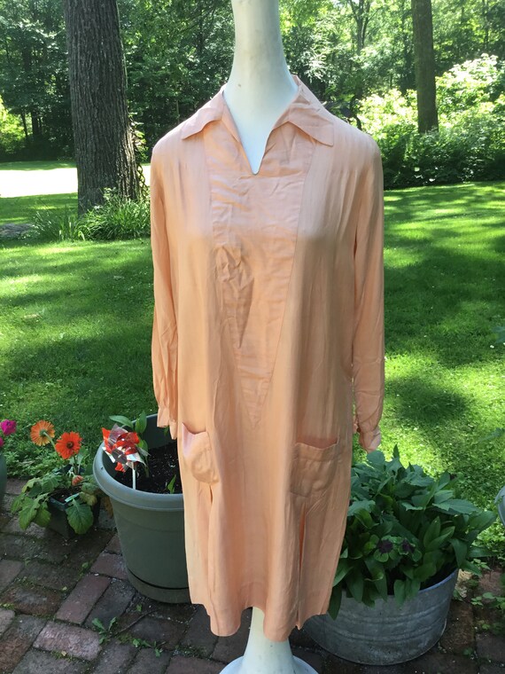 30's Vintage Day Dress Drop Waist Dress Silky Dres