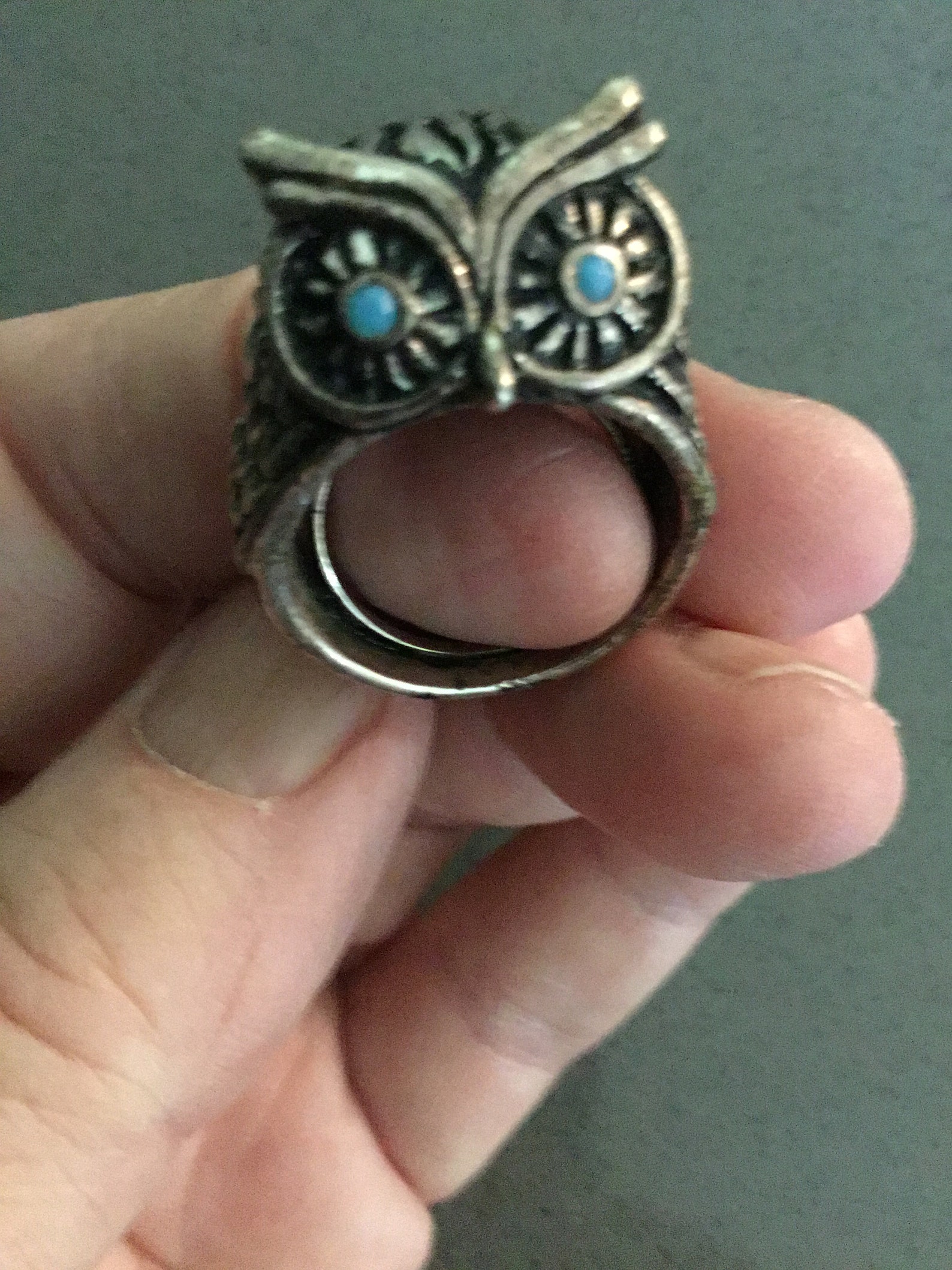 Großer Eulen Ring Geschnitzt Geätzt Eule Kopf auf Ring Kostüm | Etsy