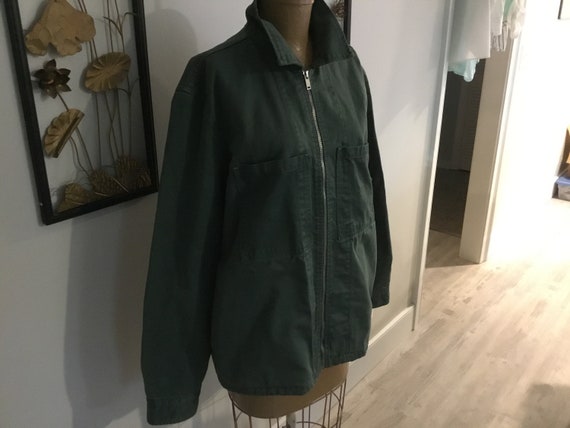 Work Jacket Style 80's-90's Green Cotton Jacket B… - image 3