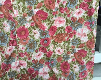 Vintage Bed Spreads Set of 2 spreads Dusty Rose lots of fabric to upcycle Pink and Blue Flowers Shabby Chic Spreads Cottagecore