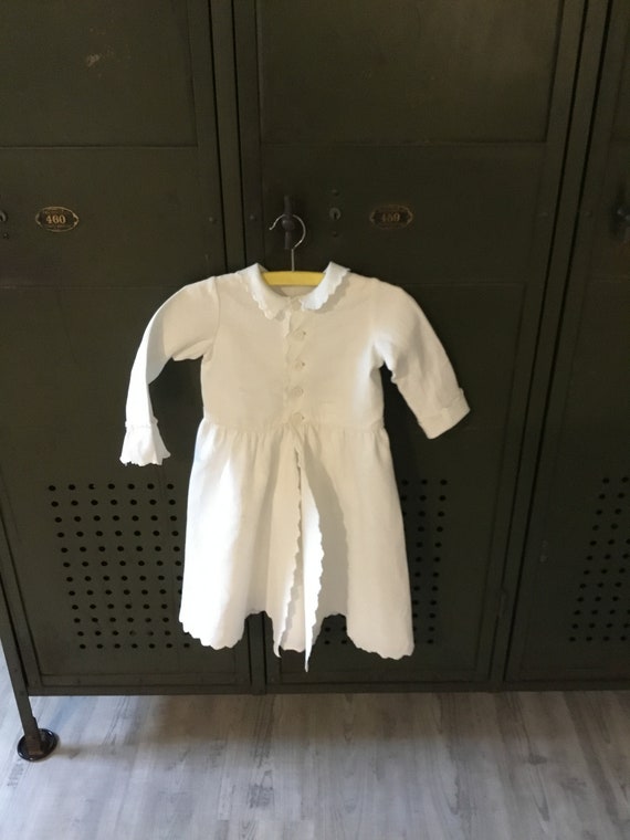 Antique Child's Dress White cotton Dress textured