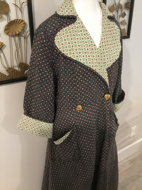 40's Quilted Robe 40's Dressing Gown Fit and Flar… - image 1