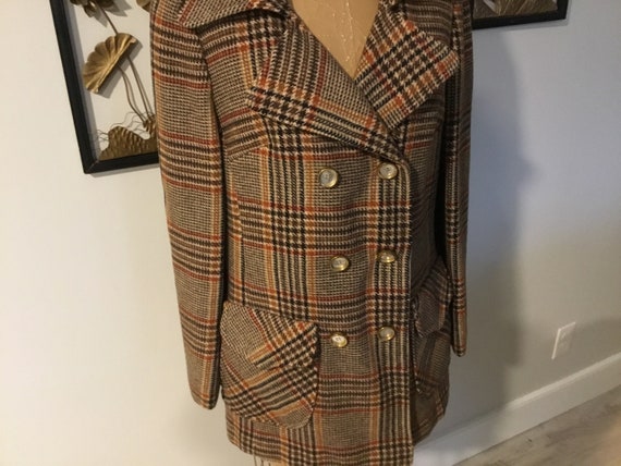 70’s Vintage Jacket Plaid And Stripes Double Brea… - image 2