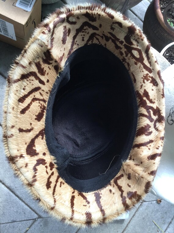 Patterned Fur Hat Stamped Pattern Leopard Look Ru… - image 7