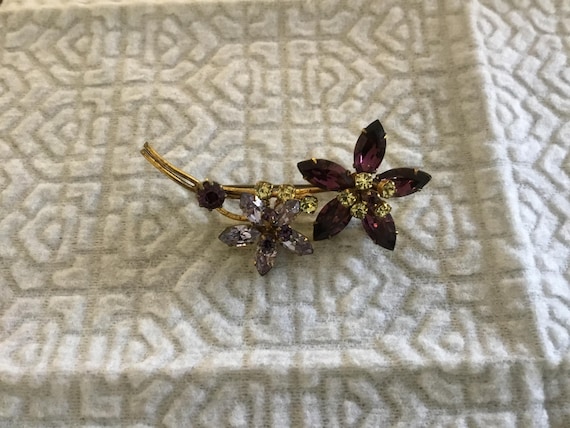 Vintage Pin- Brooch Stamped Austria Purple Stones… - image 1