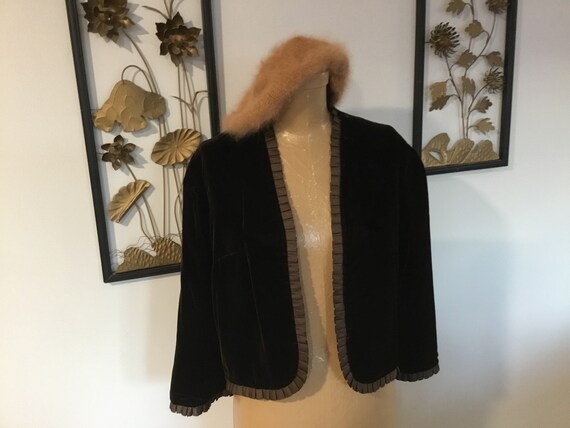 Brown Velvet Jacket Vintage Velvet Topper Dressy … - image 4