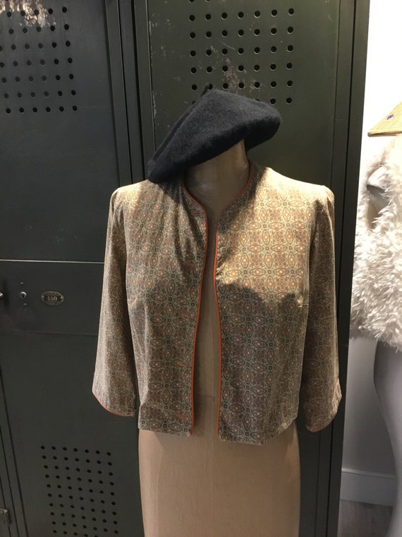 60's Shorty Cotton Jacket/top Copper and Sage Patterned 60's Shorty Cotton Jacket/top Copper and Sage Patterned
