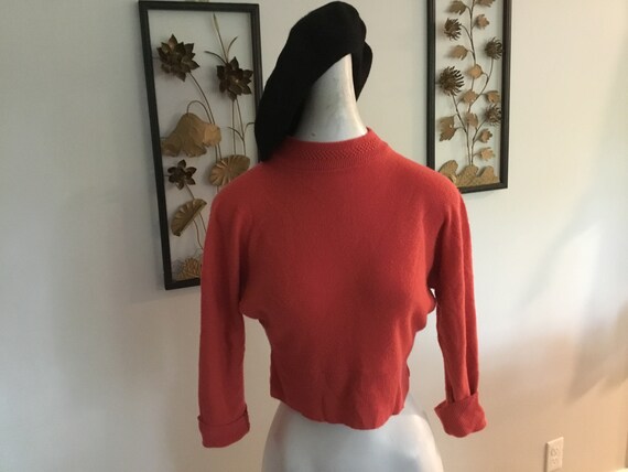 1950s Sweater Coral Color Rockabillly West Side S… - image 4