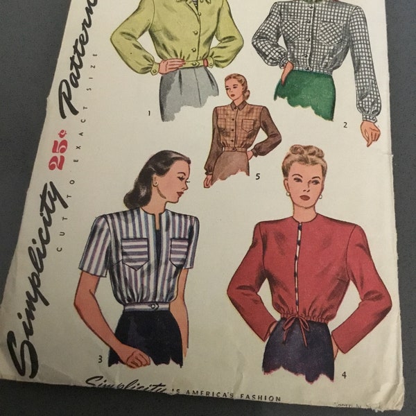 40s Jacket Pattern Simplicity Pattern 1535 Classic 40s 25 Cents Originally Size 12 Bust 30 5 Jacket Looks Starlet Look Kate Look