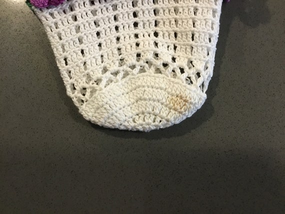 Crochet Doilies and Embroidered Hanky Purple Pans… - image 5