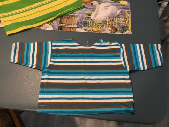 VTG Kids T shirt and Deadstock Socks Blue Striped… - image 2