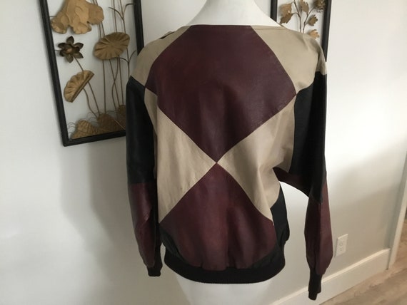 Leather Top Patchwork Leather Top Vintage Leather… - image 4