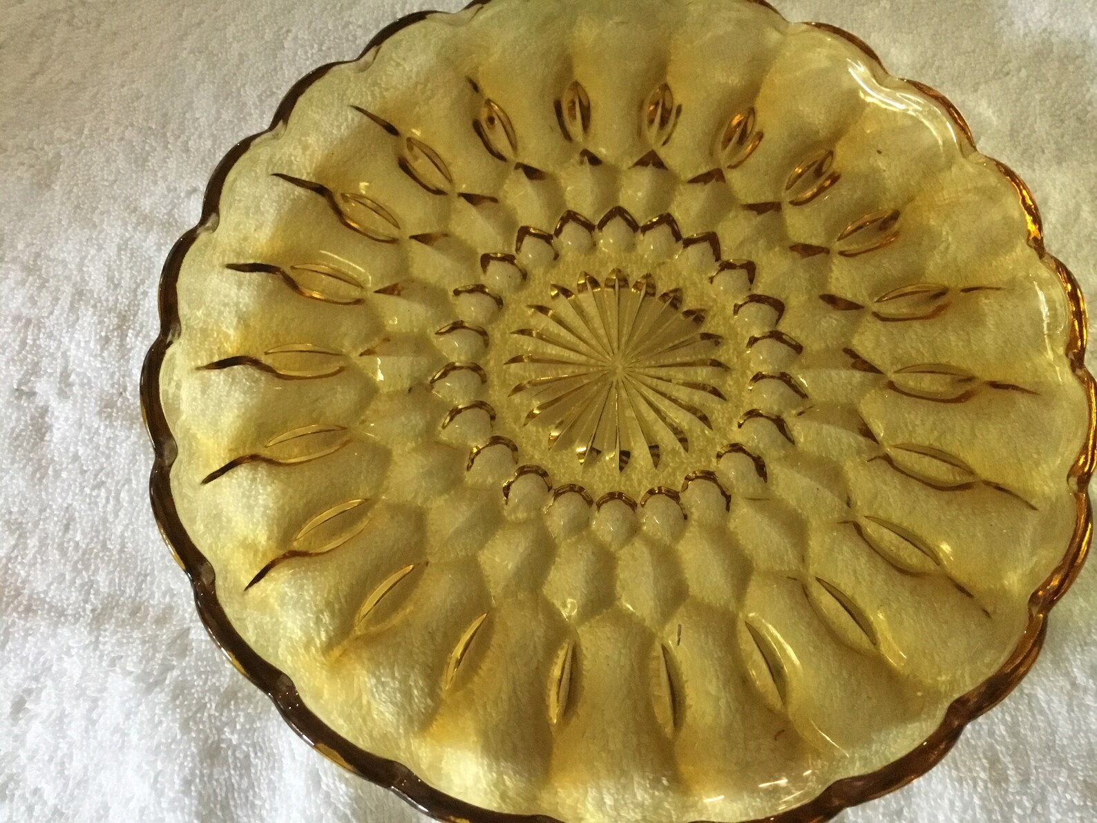 Amber Glass Serving Plate and Nippon What Not Dish Sunflower Etsy