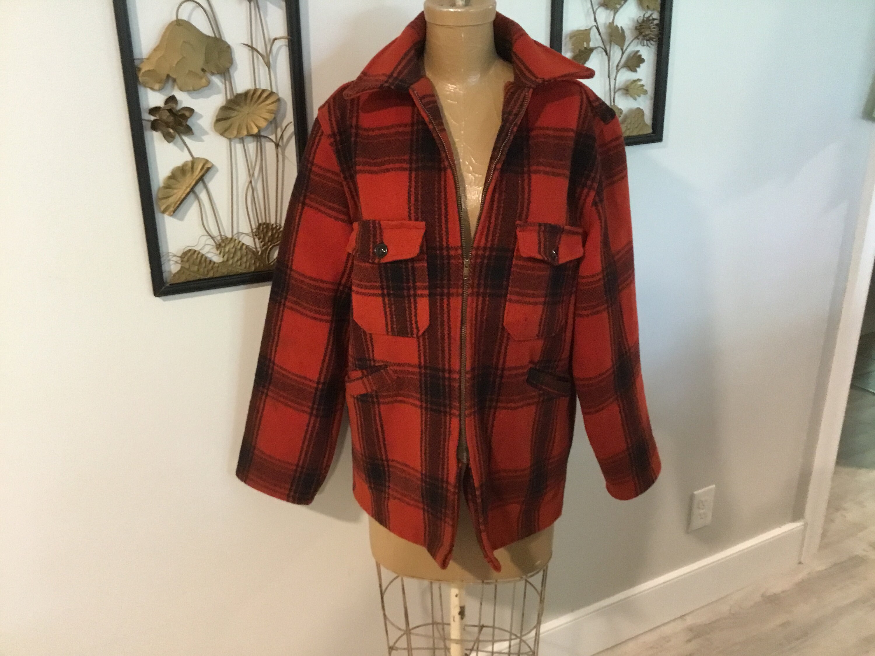 Vintage Plaid Jacket Melton Outerwear 