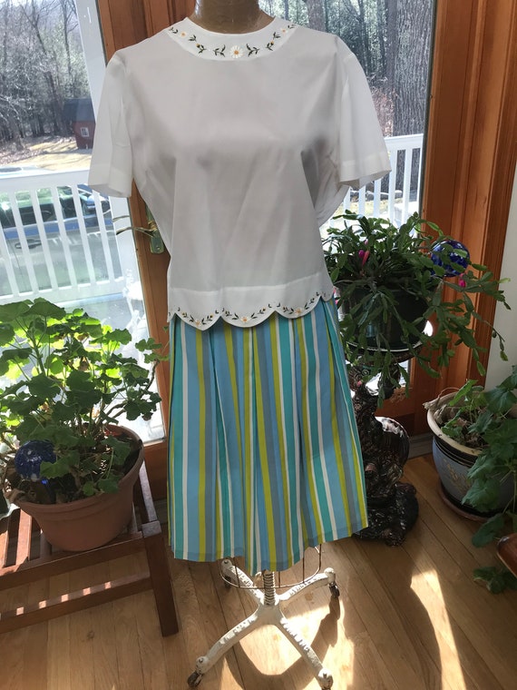 Vintage Skirt Striped skirt Vibrant Striped Skirt… - image 1