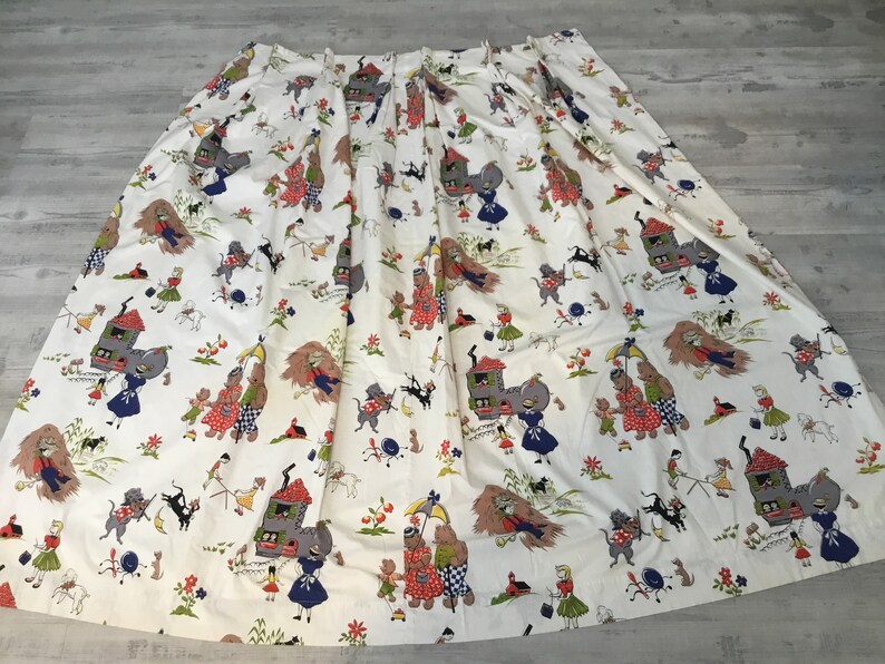 Vintage Childrens Curtain Novelty Nursery Rhyme Print Cat and Etsy