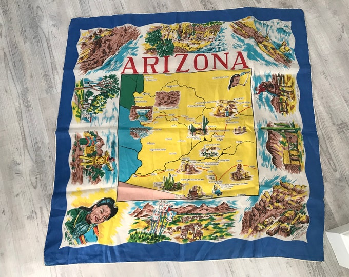Vintage Arizona Souvenir Scarf Fun Graphics Timeless Snapsnot Etsy
