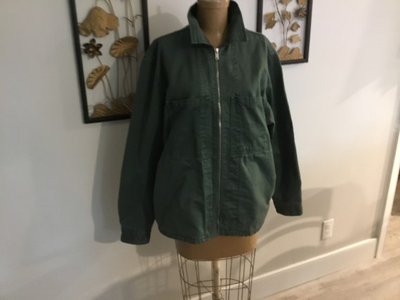 Work Jacket Style 80's-90's Green Cotton Jacket B… - image 1