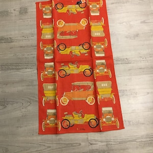 Modell T Neuheit Handtuch Vera NOS NWT Schattierungen von Orange und Gelb Belgisches Leinen Vera Küche Mode Originale Marienkäfer Logo Antique Car Lover