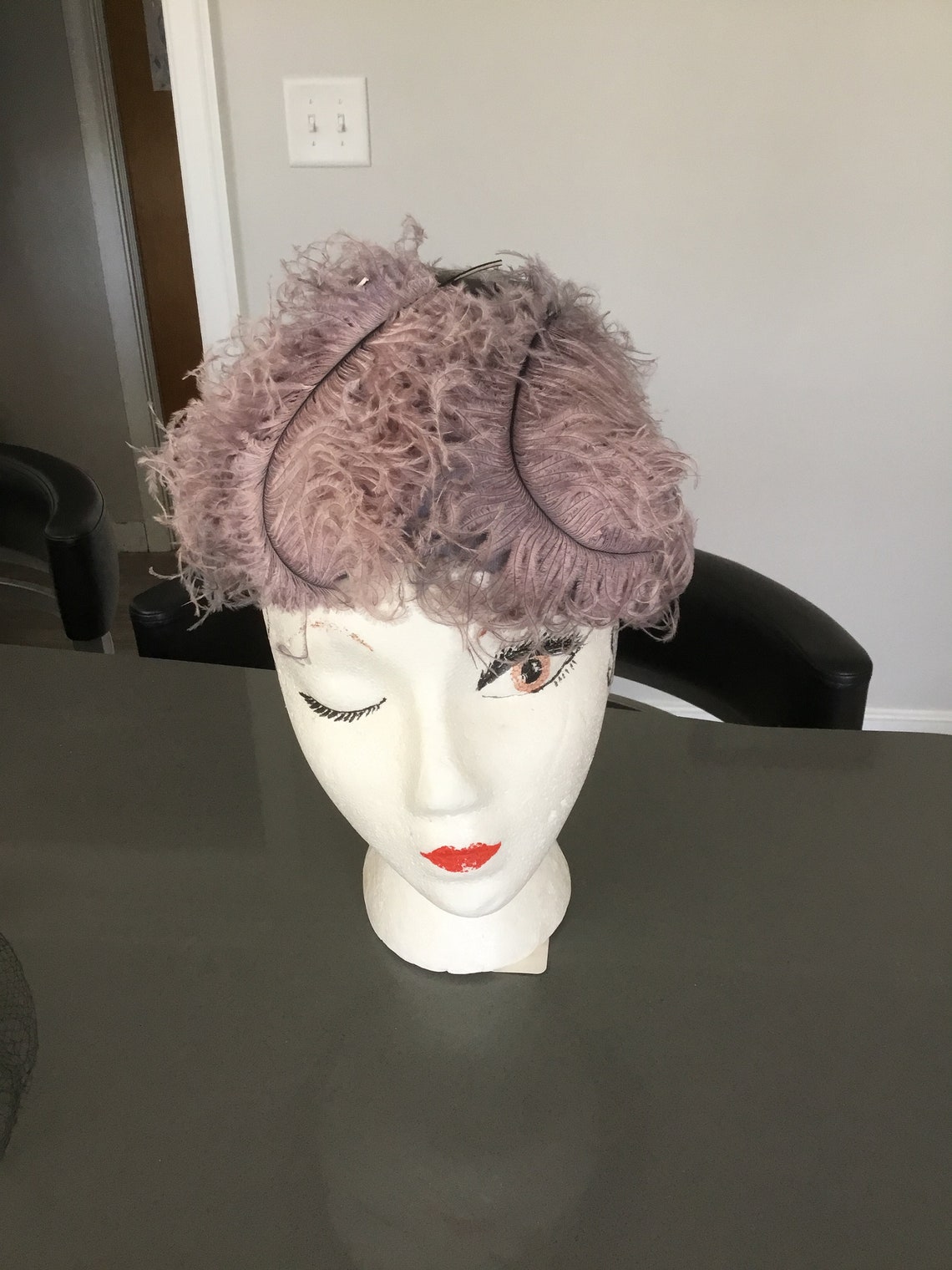 Ostrich Feather Hat Pale Purple Feather Hat Pretty Hat En Etsy