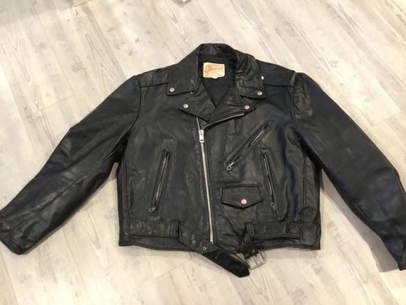 Black Leather Jacket Men's Heavy Duty Zippers and Snaps Biker Jacket "Excelled" Brand