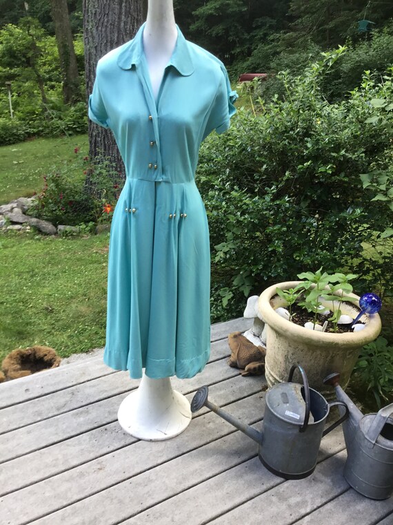 40's-50's Day Dress Classic Day Dress Unique Butto