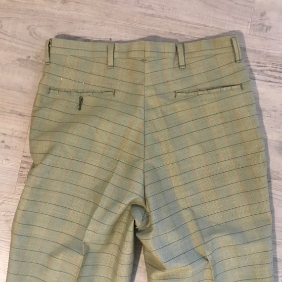 70's Trousers Paler Green Striped Trousers Perman… - image 6