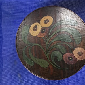 Wooden Box Bent Wood Pantry or Cheese Box Primitive Hand Painting on top Americana Wood Cheese Box Treasure Box