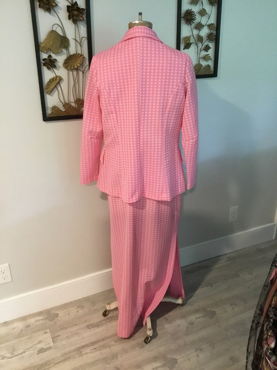 70s Maxi Dress Pink Gingham Jacket and Skirt Dress To… Gem