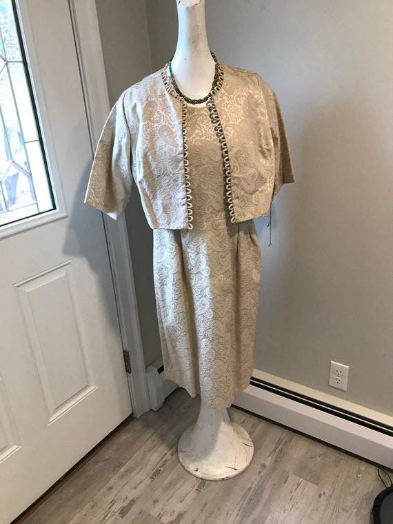 60's Cocktail Dress NWT Set Beige Brocade Outfit Boxy | Etsy
