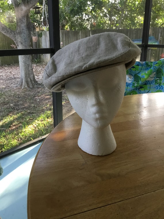 Mens Cap Linen Cap Newsboy Style Hat Classic Cap Style Size M Country Gentleman Cap 100% Linen