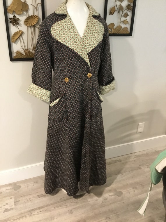 40's Quilted Robe 40's Dressing Gown Fit and Flar… - image 2