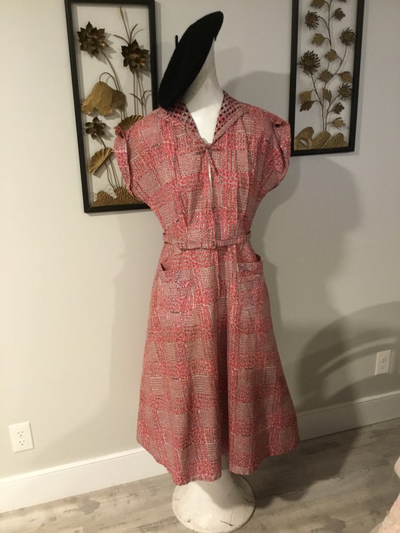 40's 50's Dress Rose Dress Fashioned by Kenrose Z… - image 1