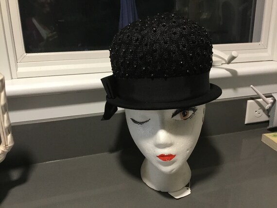 60's Bucket Hat Black Netted Hat With 