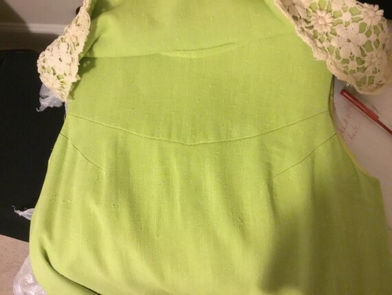 60’s Shift Dress Lime Green Dress with Big Lacey … - image 8