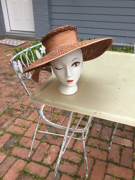Vintage Straw Hat Tilt Hat Picture Hat Vintage 40… - image 2
