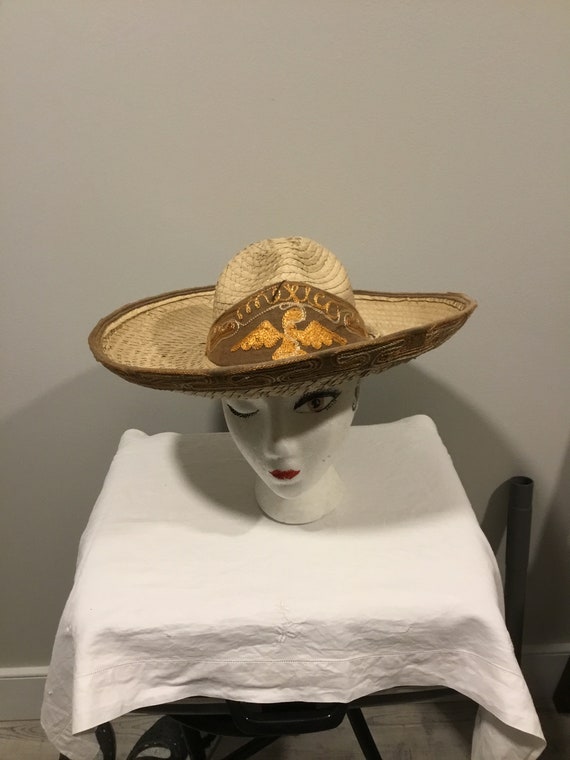 VTG Straw Sombrero Stamped Kahlua Mexican Hat Dan… - image 1