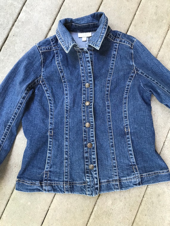 Denim Jacket 90 S Jean Jacket Button Snaps Dress Barn Etsy
