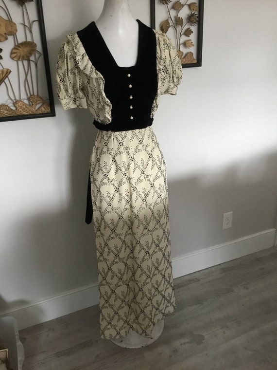 70's Long Dress Gunne Sax Look 70s Maxi Dress Vel… - image 1